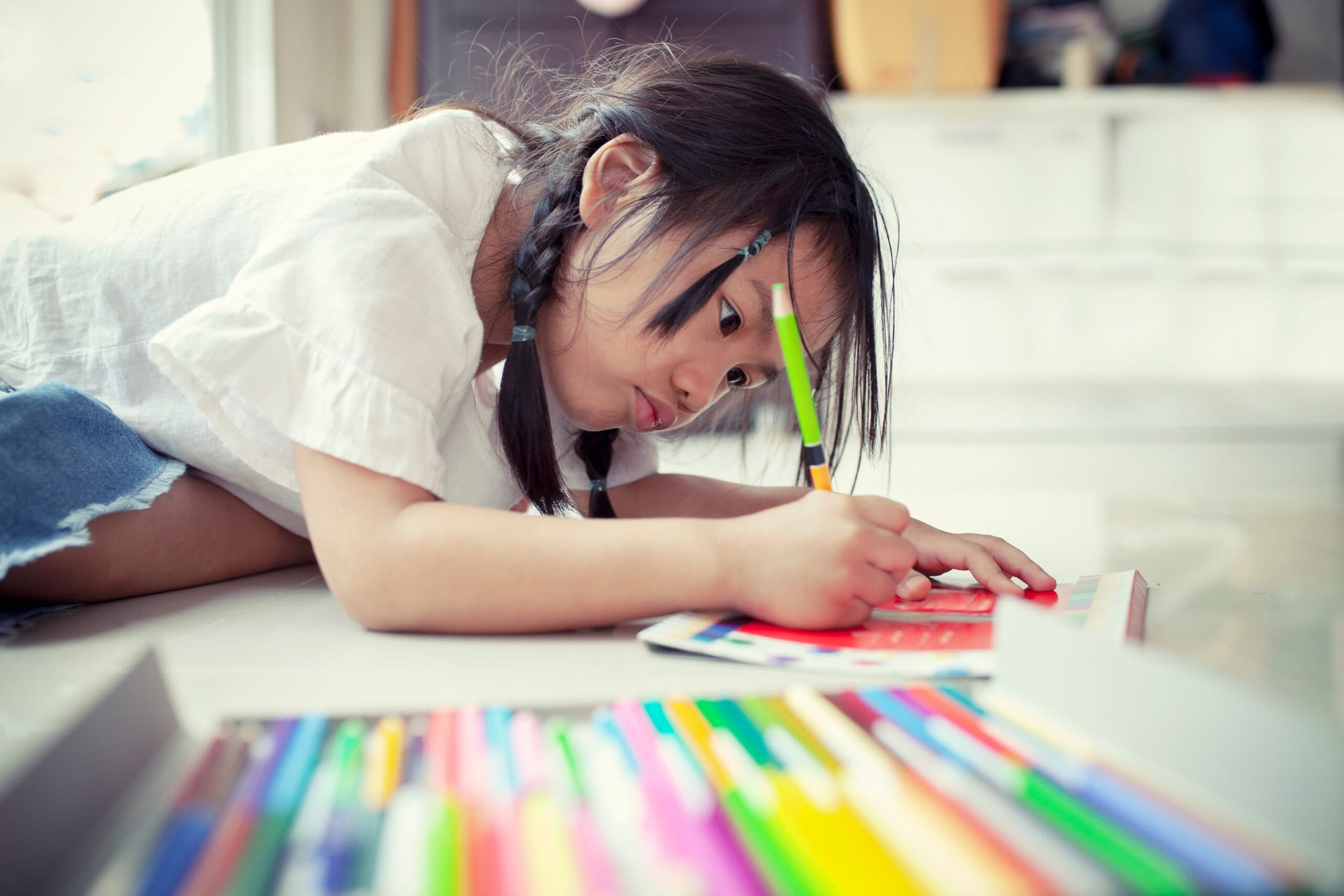 A girl drawing