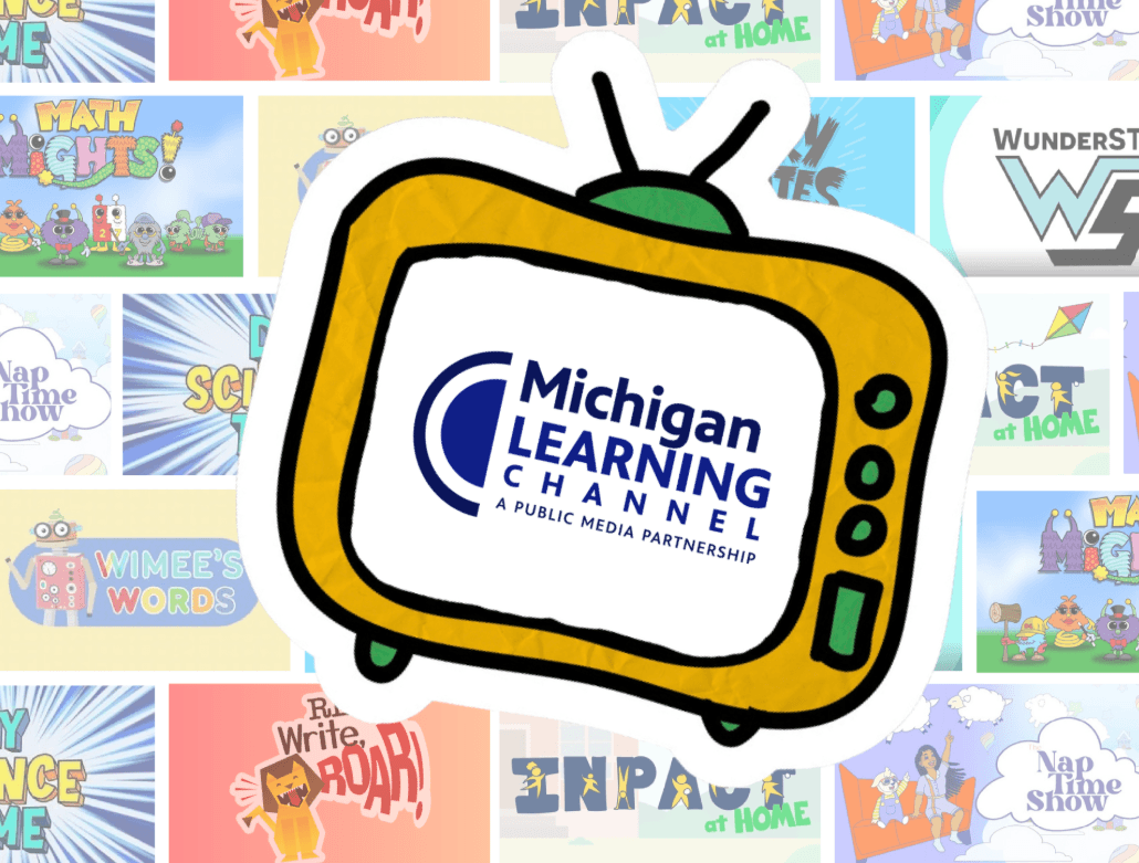 TV screen containing MLC logo on a background featuring MLC shows.
